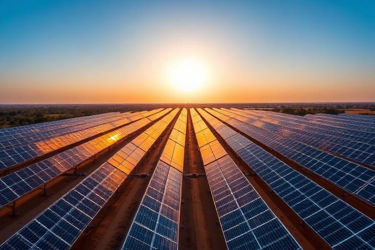 Detalhe técnico de painéis solares